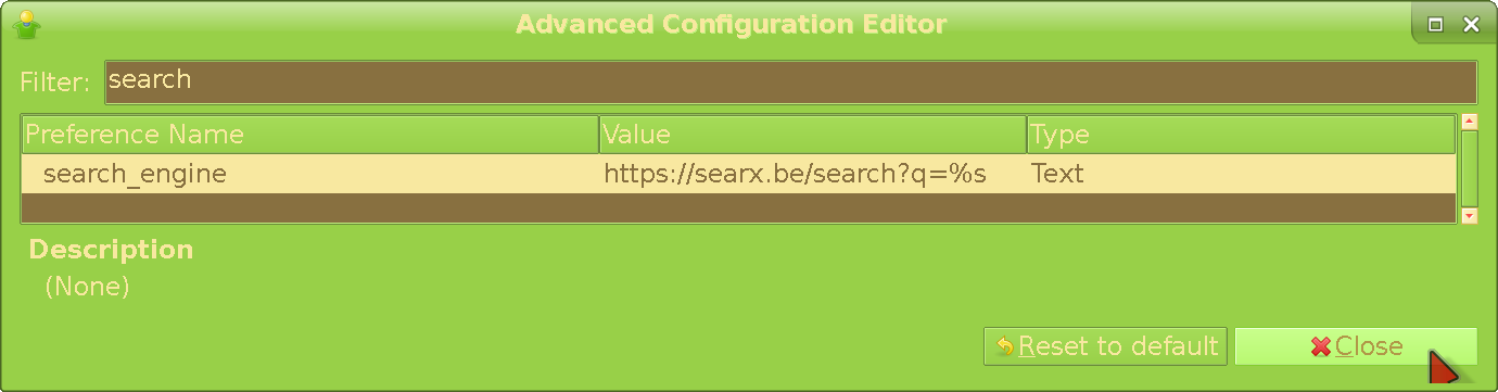 Setting SearX as the search engine in Gajim