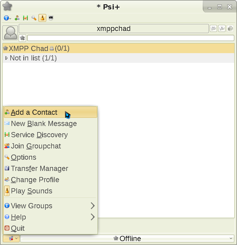 Adding a contact in Psi